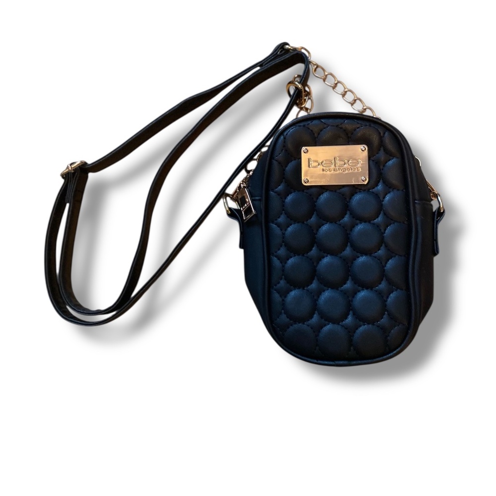 bebe Los Angelas Black Quilted Crossbody Bag Phone Purse